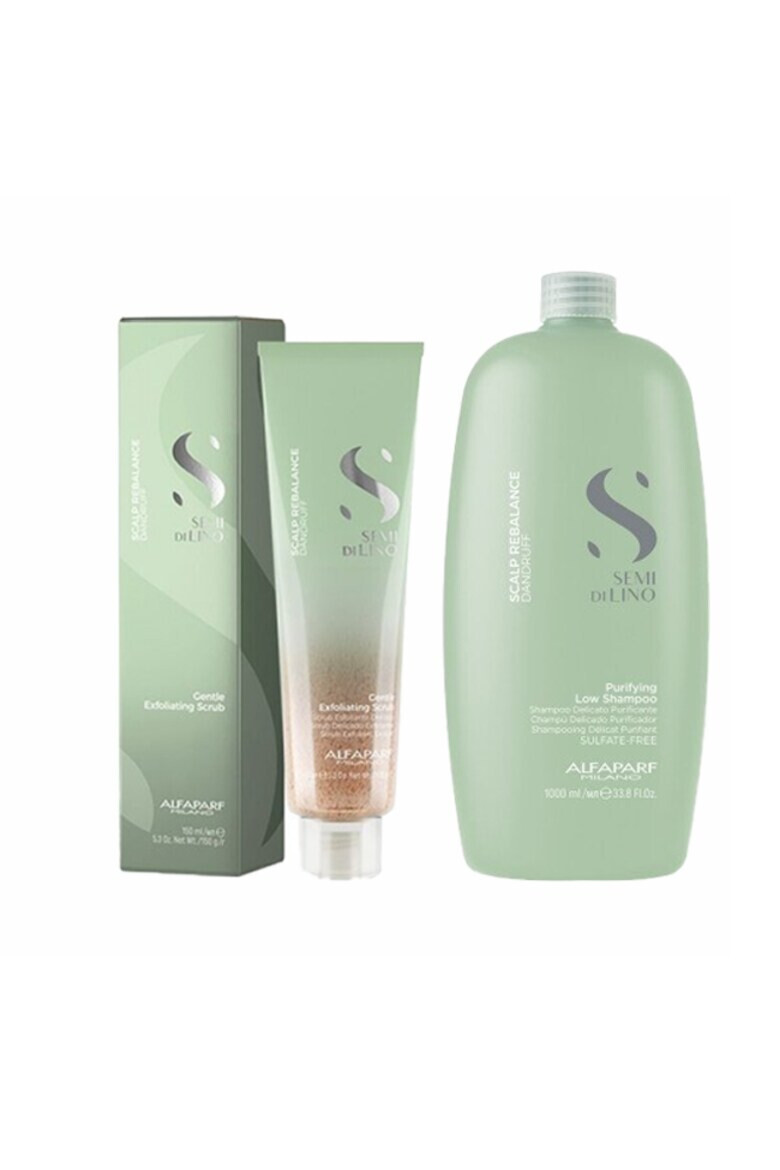 Alfaparf Milano Set anti-matreata Scalp Rebalance Sampon 1000 ml Exfoliant 150 ml - Pled.ro