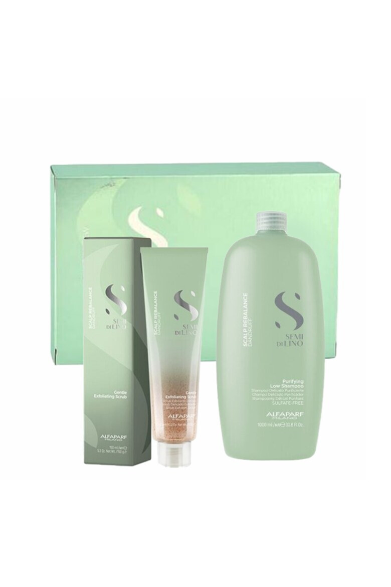 Alfaparf Milano Set anti-matreata Scalp Rebalance Sampon 1000 ml Exfoliant 150 ml - Pled.ro