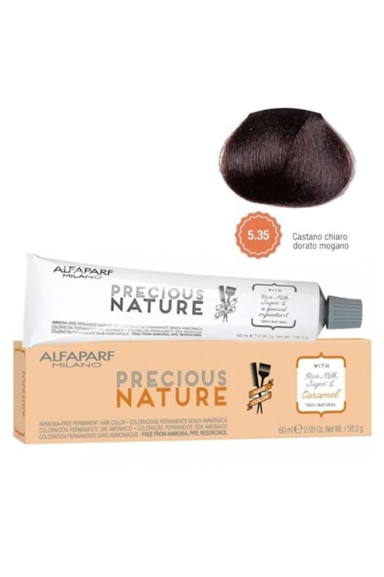 Alfaparf Milano Vopsea Permanenta fara amoniac Precious Nature 5.32 Castano Chiaro Dorato Irise Femei 60 ml - Pled.ro