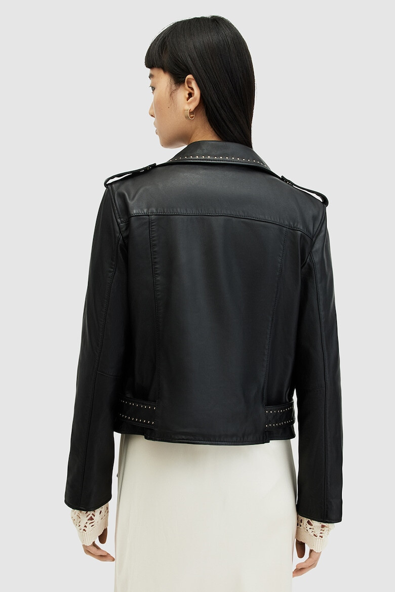 AllSaints Jacheta biker din piele cu tinte Balfern - Pled.ro