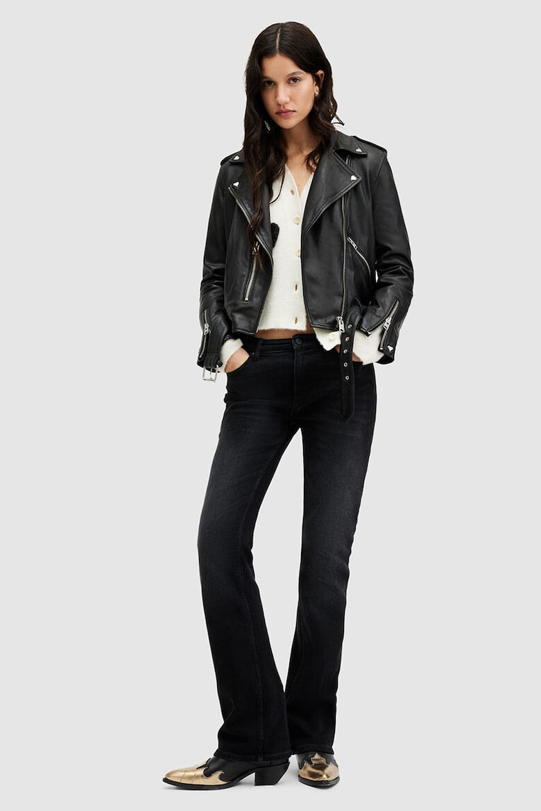 AllSaints Jacheta biker din piele cu tinte Balfern Heart - Pled.ro