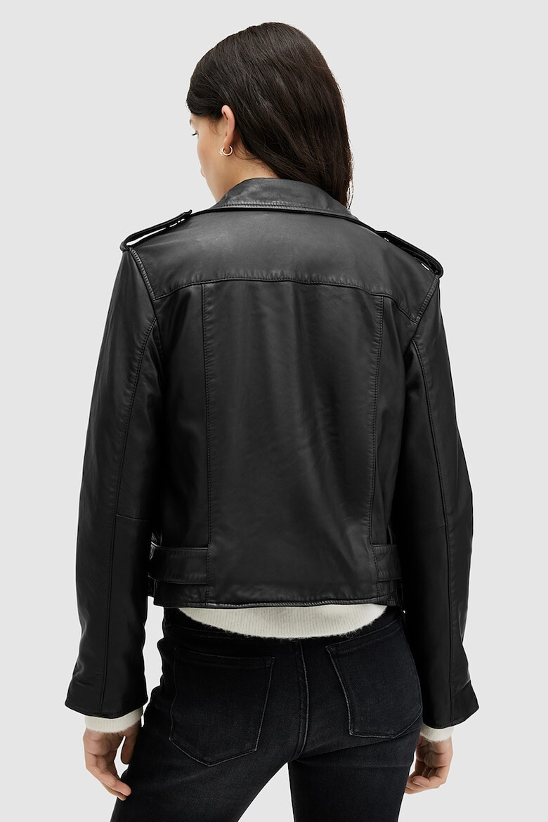 AllSaints Jacheta biker din piele cu tinte Balfern Heart - Pled.ro