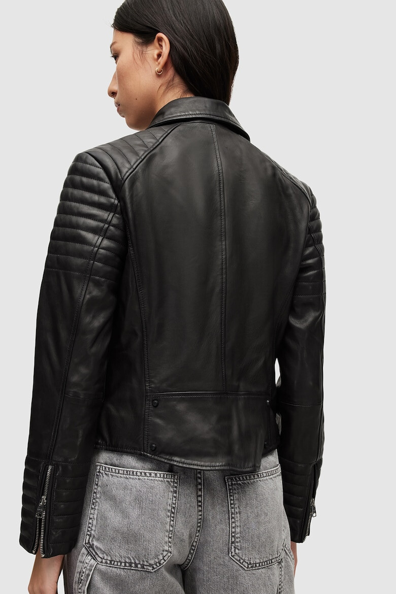 AllSaints Jacheta biker slim fit de piele Leoni - Pled.ro