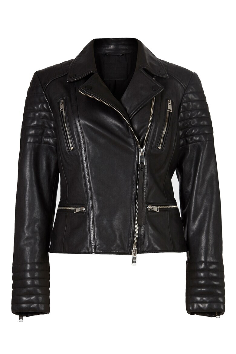 AllSaints Jacheta biker slim fit de piele Leoni - Pled.ro