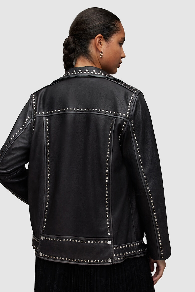 AllSaints Jacheta biker supradimensionata de piele Billie - Pled.ro