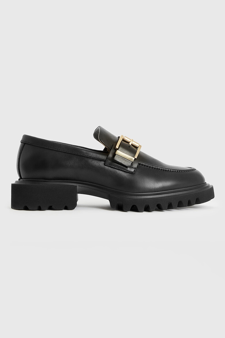 AllSaints Pantofi loafer de piele cu catarama metalica - Pled.ro