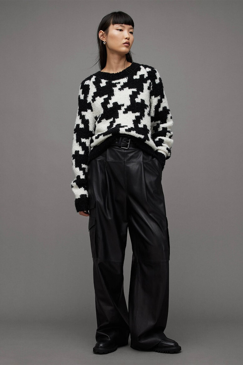 AllSaints Pulover din amestec de lana cu model houndstooth Joy - Pled.ro