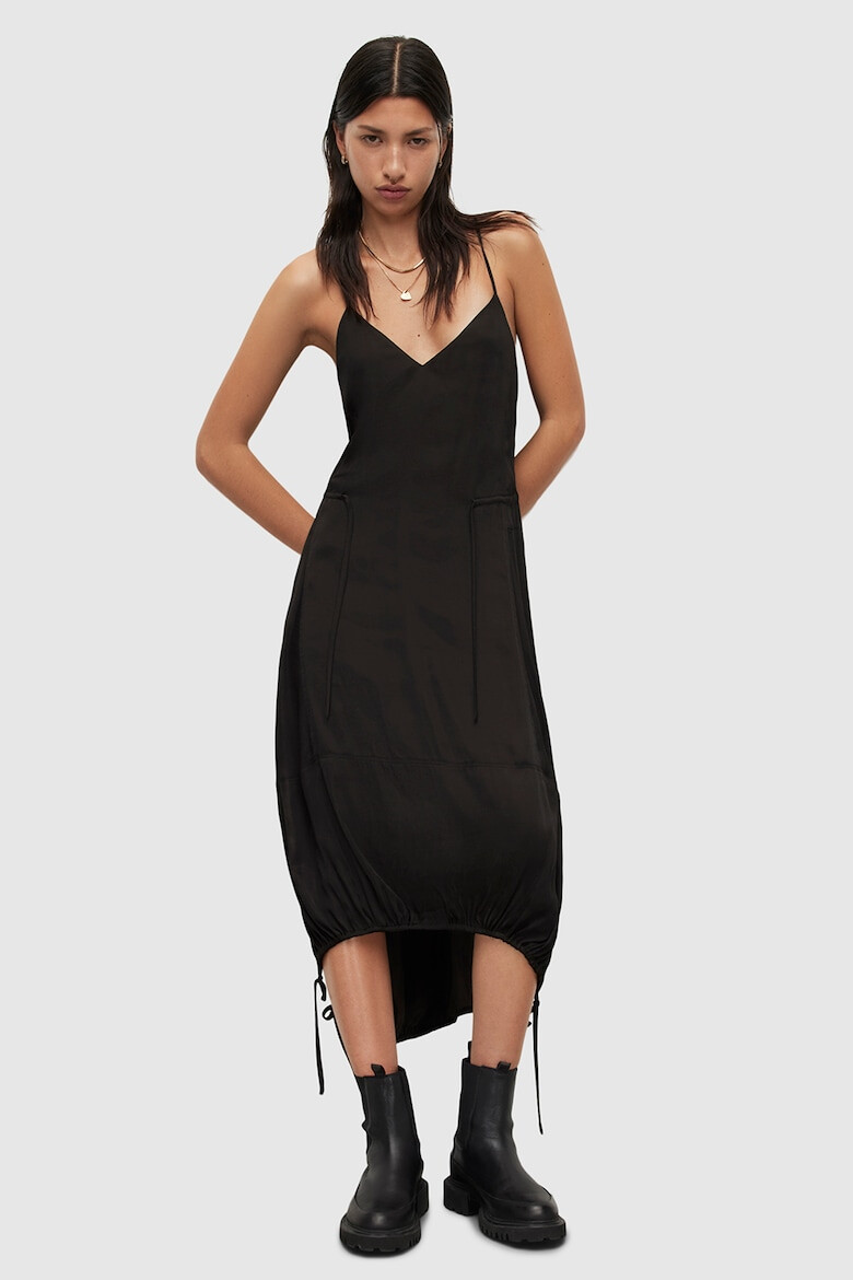 AllSaints Rochie asimetrica cu bretele incrucisate pe partea din spate Kaye - Pled.ro