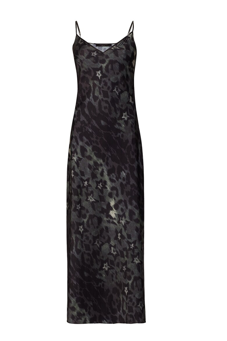 AllSaints Rochie cu decolteu in V animal print si model cu stele Tiana - Pled.ro