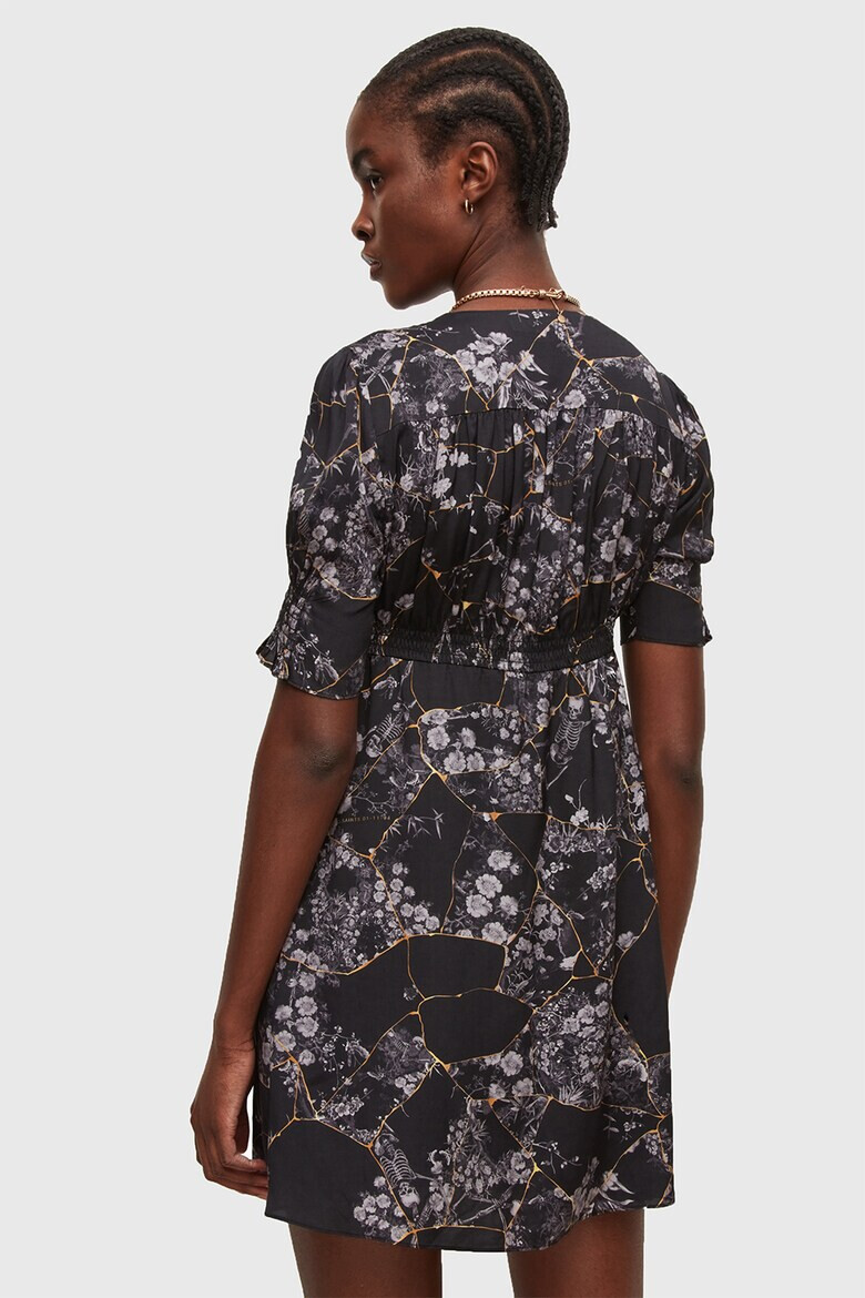 AllSaints Rochie cu decolteu in V nasturi si model floral - Pled.ro