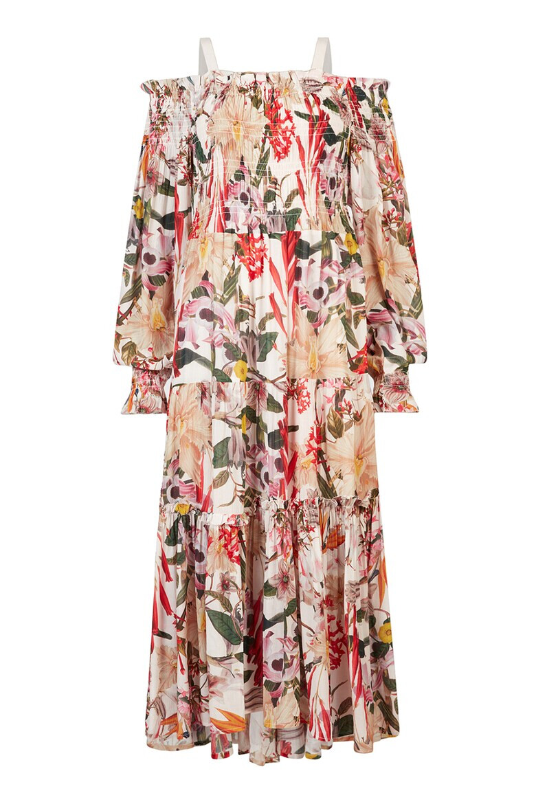 AllSaints Rochie cu decolteu pe umeri si model floral - Pled.ro