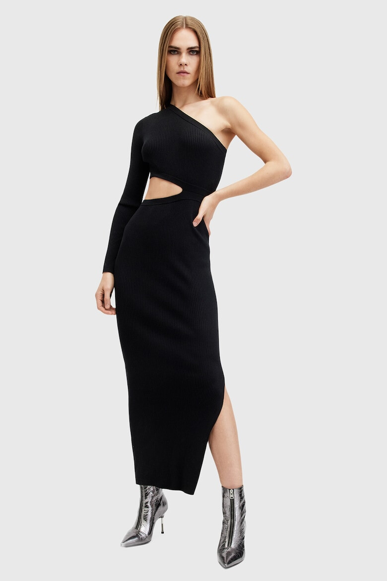 AllSaints Rochie maxi cambrata cu decolteu pe un umar - Pled.ro