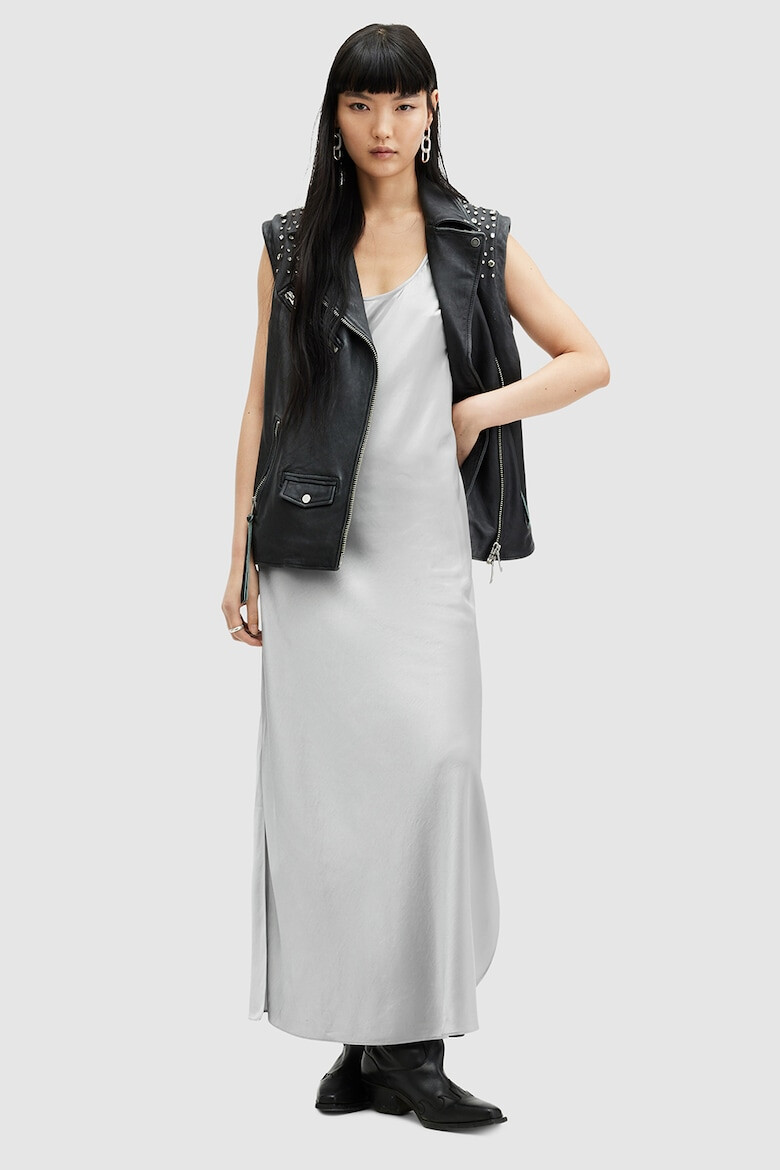 AllSaints Rochie maxi cu aspect satinat si slituri laterale Lisa - Pled.ro