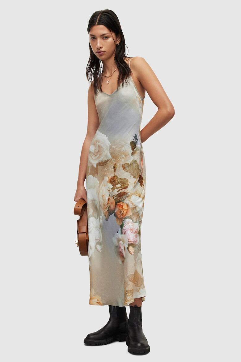 AllSaints Rochie maxi cu croiala pe bie si model floral - Pled.ro