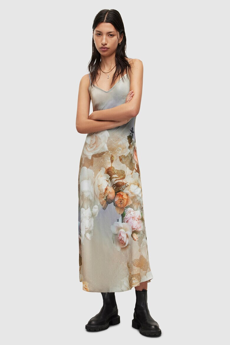 AllSaints Rochie maxi cu croiala pe bie si model floral - Pled.ro