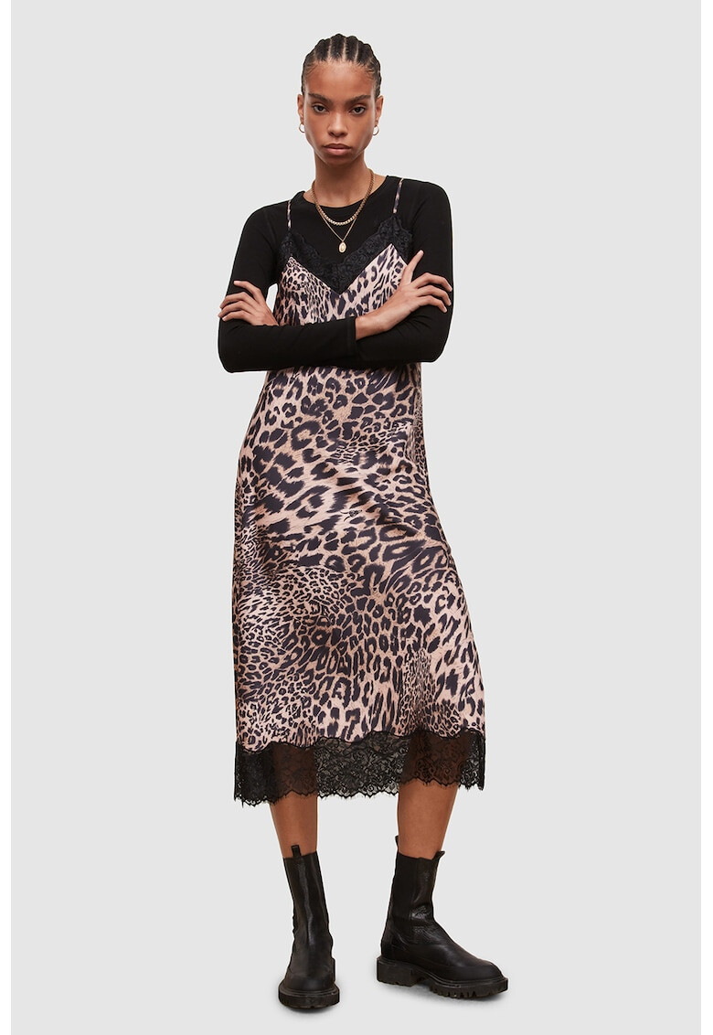 AllSaints Rochie midi cu animal print Tigi - Pled.ro