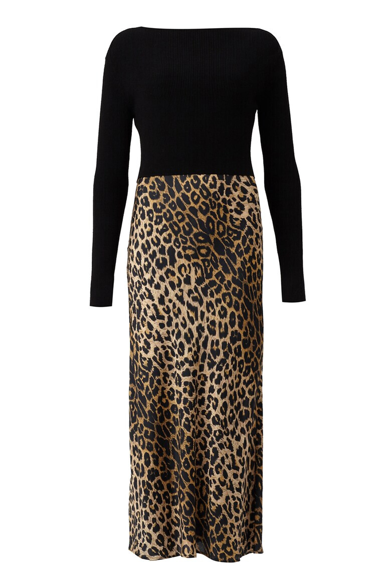 AllSaints Rochie midi cu aspect 2 in 1 si animal print Hera - Pled.ro