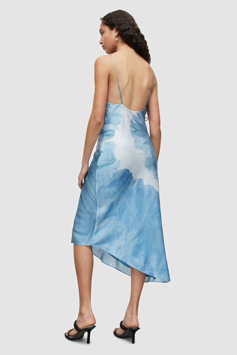 AllSaints Rochie midi din amestec de matase cu model tie-dye - Pled.ro