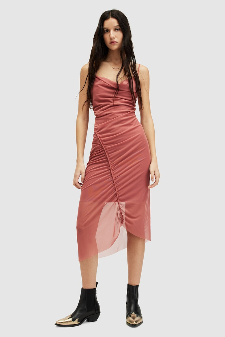 AllSaints Rochie midi drapata din plasa Ulla - Pled.ro