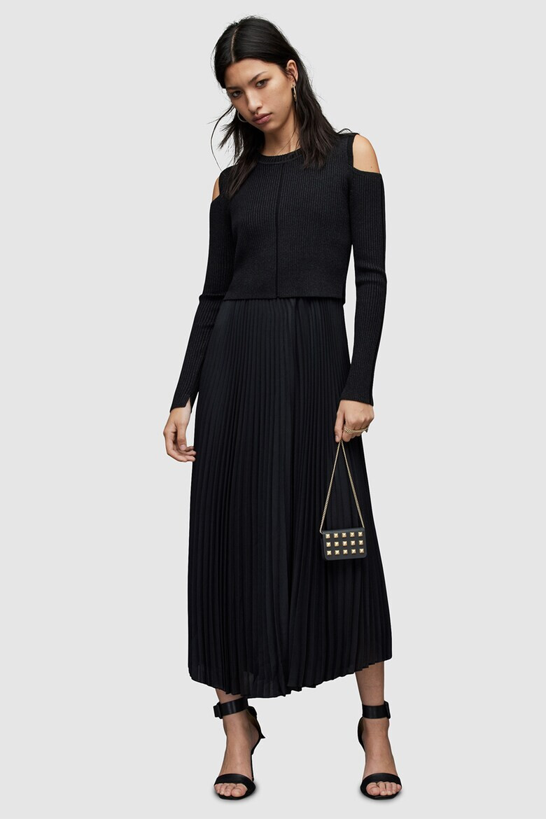 AllSaints Rochie midi plisata cu model 2 in 1 - Pled.ro