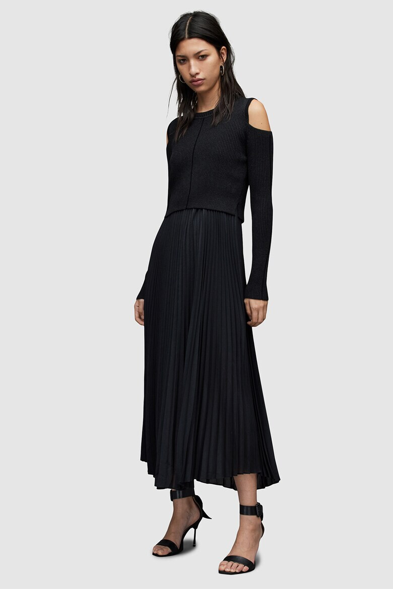 AllSaints Rochie midi plisata cu model 2 in 1 - Pled.ro