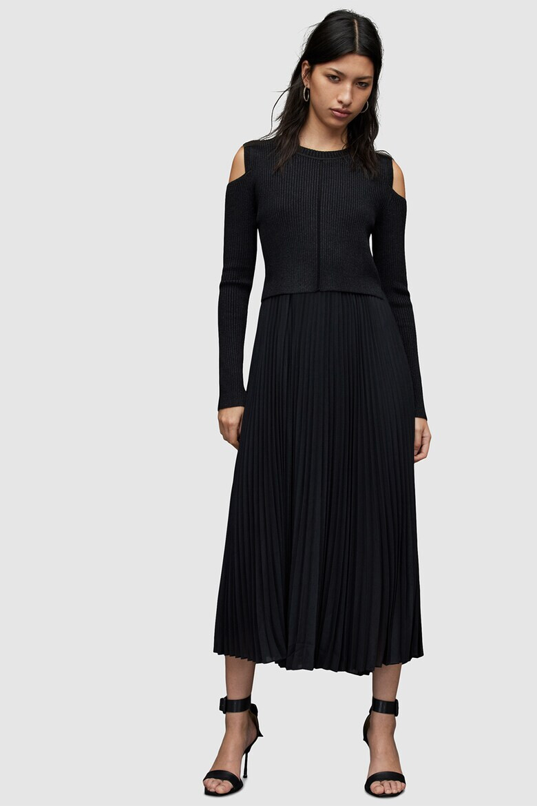 AllSaints Rochie midi plisata cu model 2 in 1 - Pled.ro