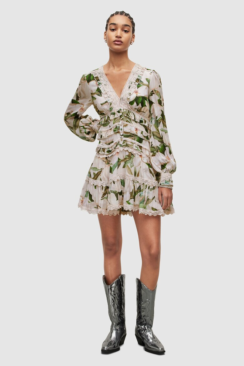 AllSaints Rochie mini cu model floral - Pled.ro