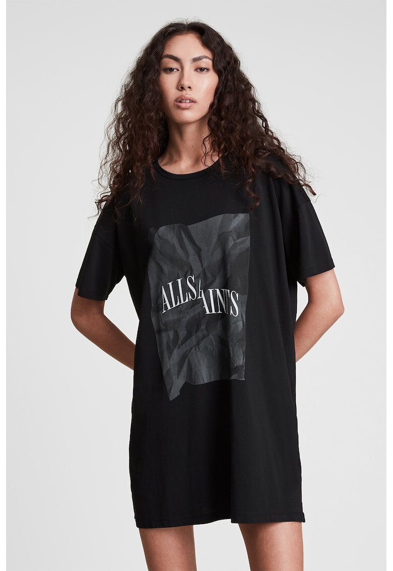 AllSaints Rochie tip tricou de bumbac cu imprimeu grafic si text Hera - Pled.ro