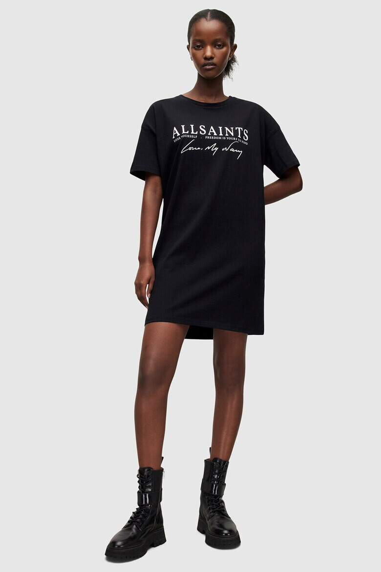 AllSaints Rochie-tricou cu logo si maneci cazute - Pled.ro