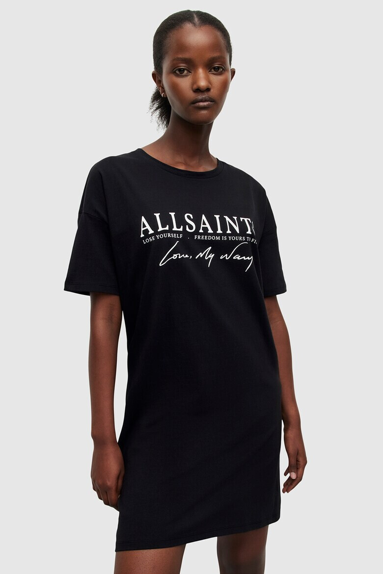 AllSaints Rochie-tricou cu logo si maneci cazute - Pled.ro