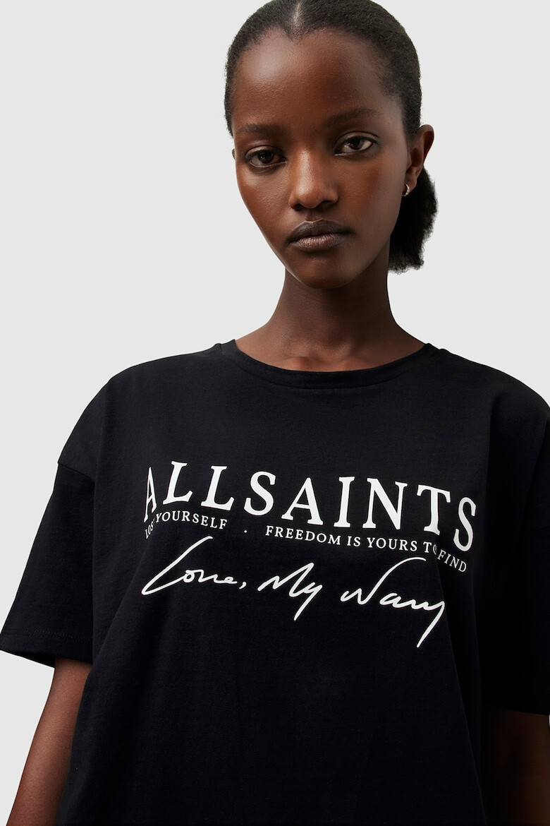 AllSaints Rochie-tricou cu logo si maneci cazute - Pled.ro