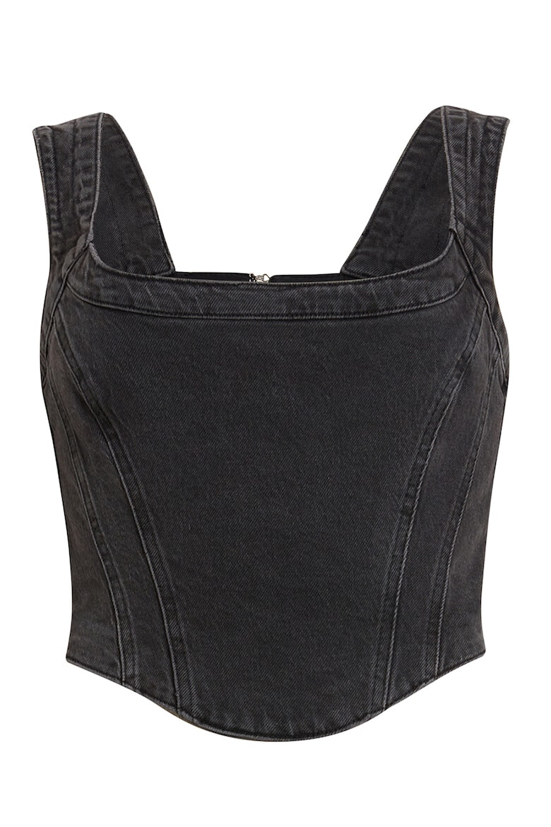 AllSaints Top crop slim fit de denim Charli - Pled.ro