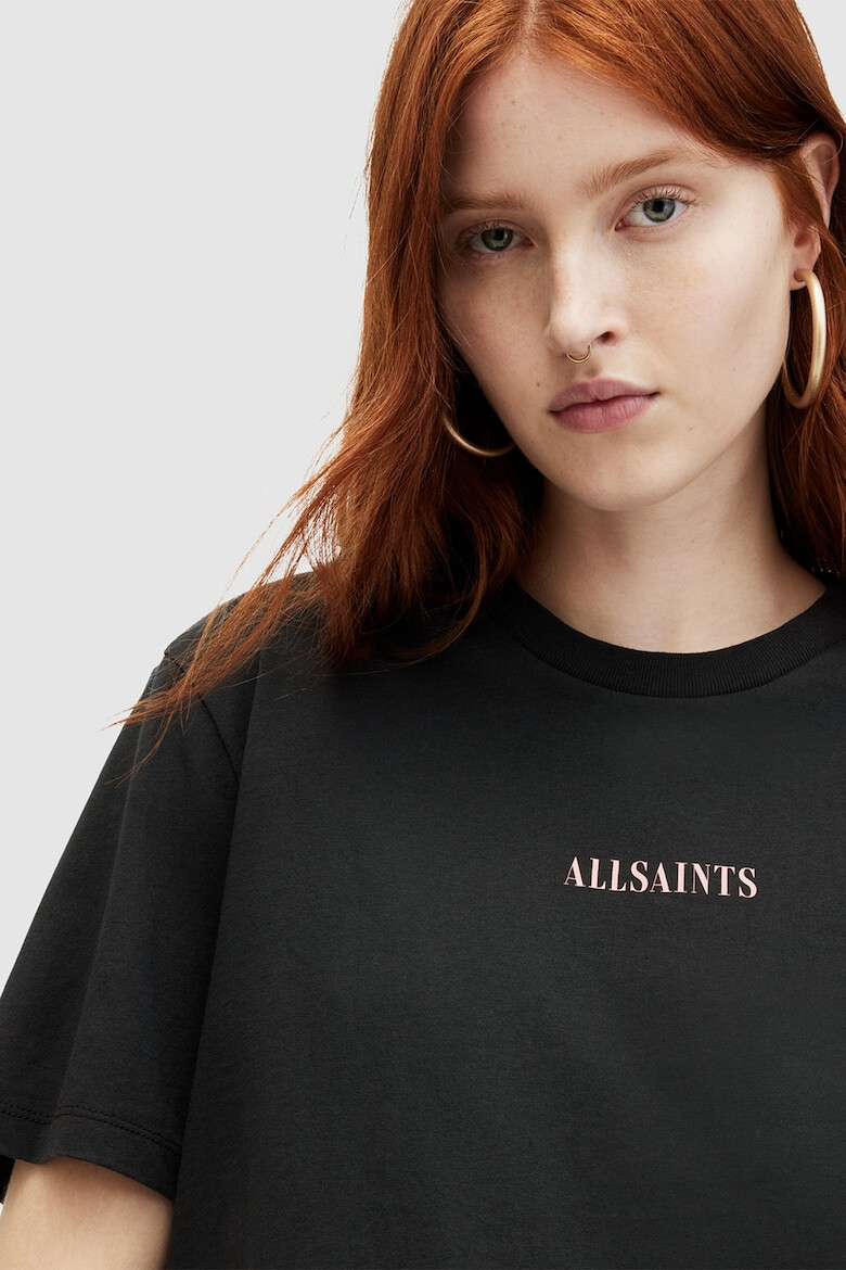 AllSaints Tricou cu decolteu la baza gatului si imprimeu foto Cred - Pled.ro