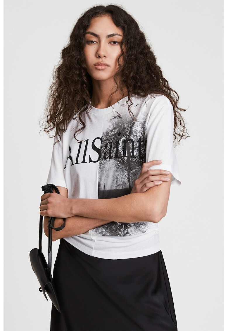 AllSaints Tricou de bumbac cu imprimeu grafic si text - Pled.ro