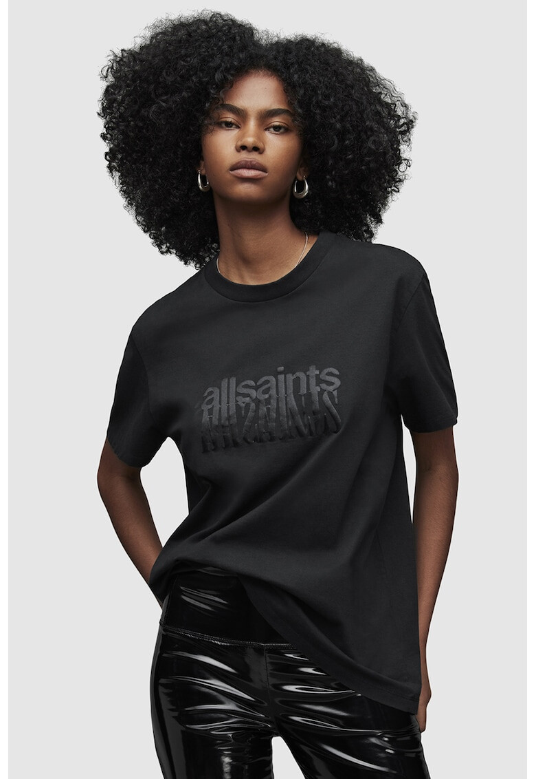 AllSaints Tricou de bumbac cu imprimeu logo cauciucat Refract - Pled.ro