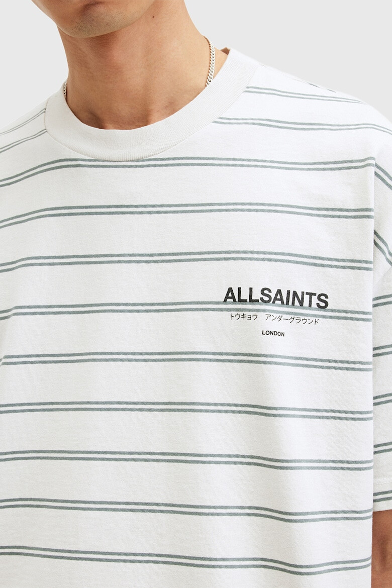 AllSaints Tricou de bumbac organic cu dungi - Pled.ro