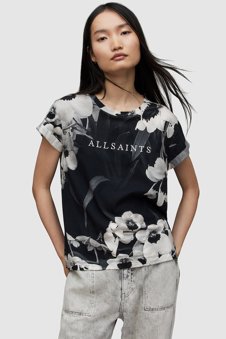 AllSaints Tricou din bumbac cu model floral si logo Francesco Anna - Pled.ro