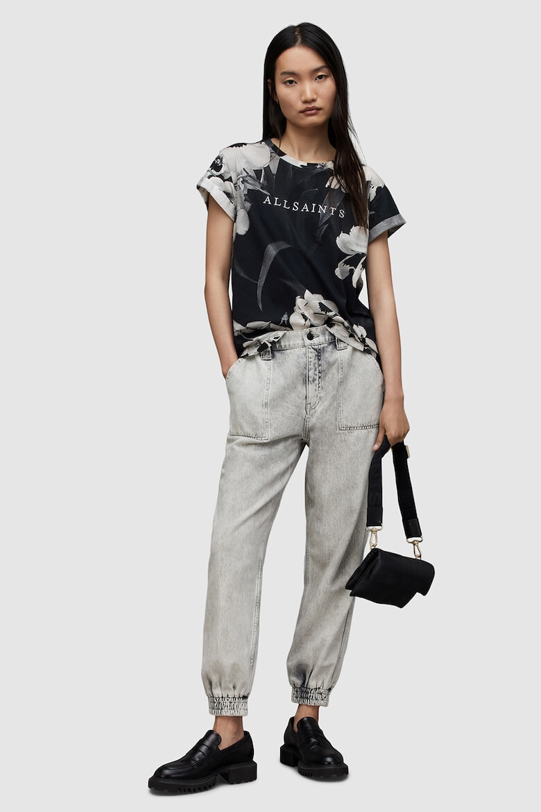 AllSaints Tricou din bumbac cu model floral si logo Francesco Anna - Pled.ro