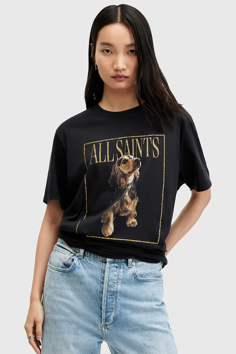 AllSaints Tricou supradimensionat cu imprimeu logo si grafic Pepper - Pled.ro