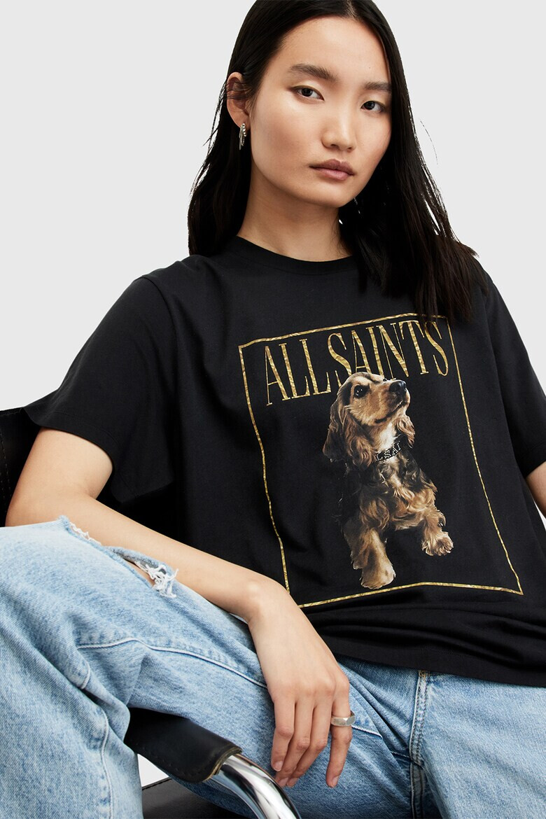 AllSaints Tricou supradimensionat cu imprimeu logo si grafic Pepper - Pled.ro