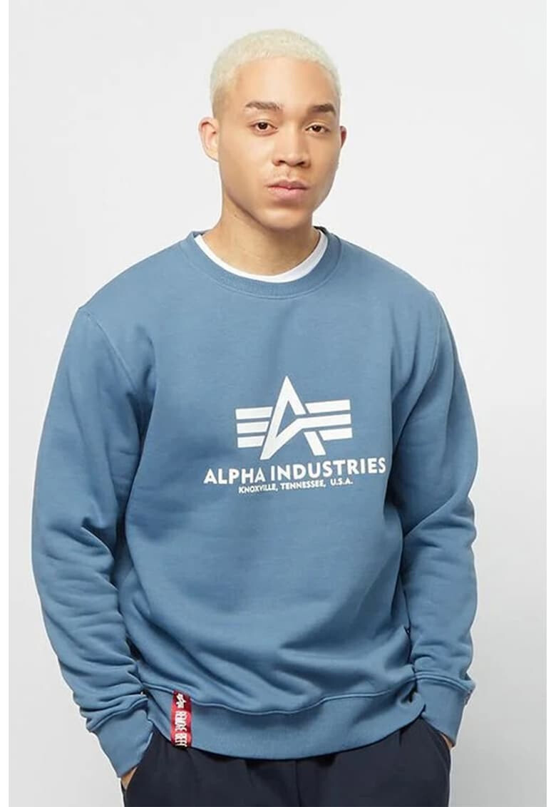 ALPHA INDUSTRIES Bluza sport cu decolteu la baza gatului si imprimeu logo - Pled.ro