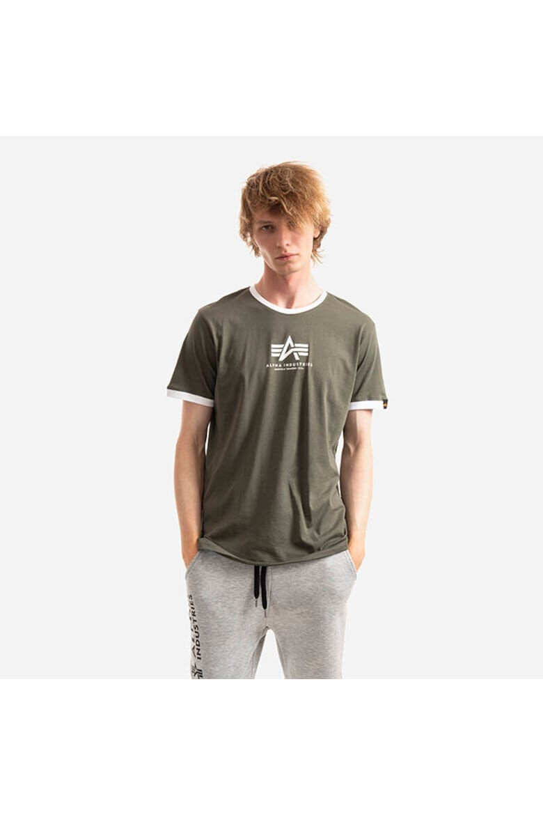 ALPHA INDUSTRIES Tricou cu decolteu la baza gatului si logo - Pled.ro