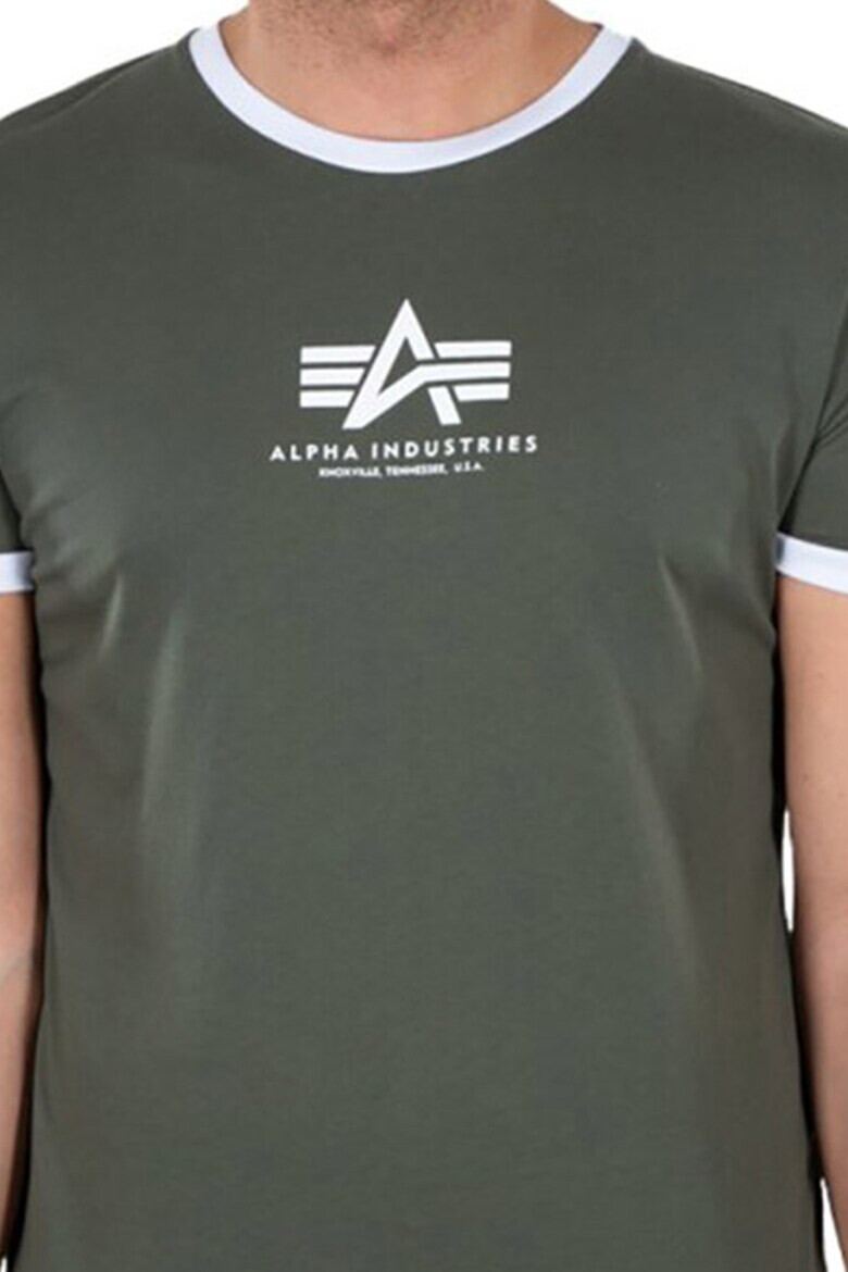 ALPHA INDUSTRIES Tricou cu decolteu la baza gatului si logo - Pled.ro