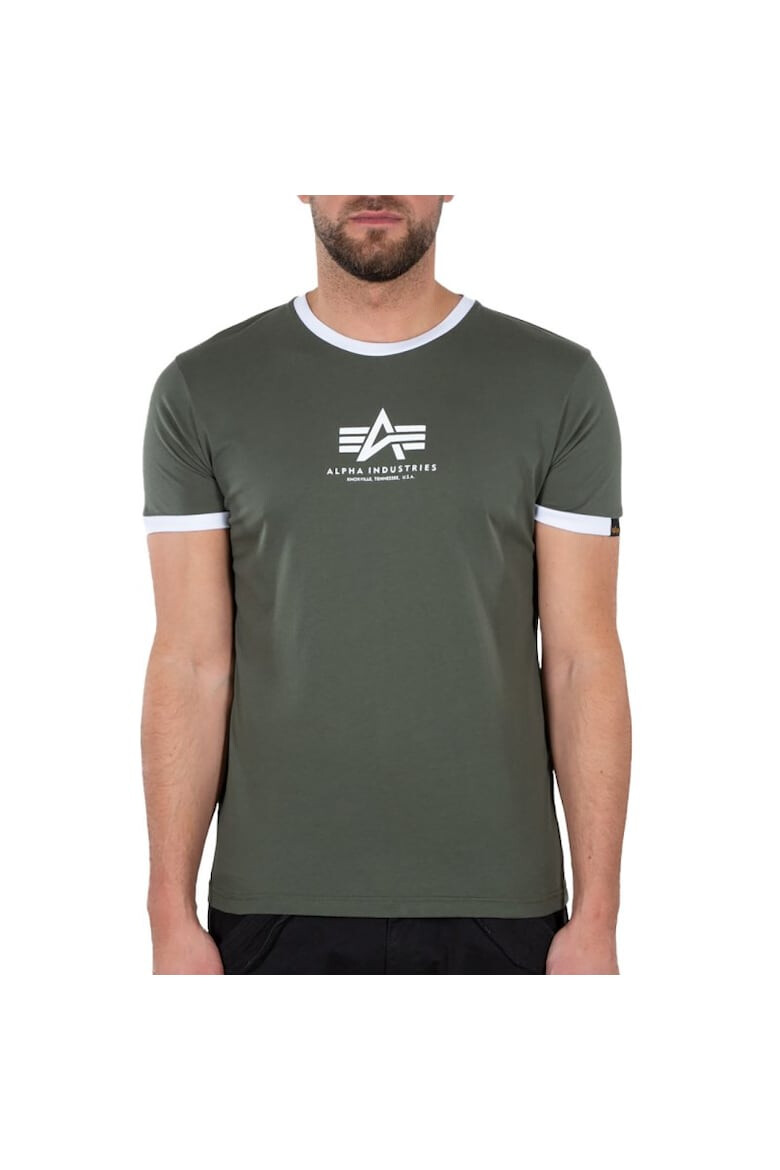 ALPHA INDUSTRIES Tricou cu decolteu la baza gatului si logo - Pled.ro