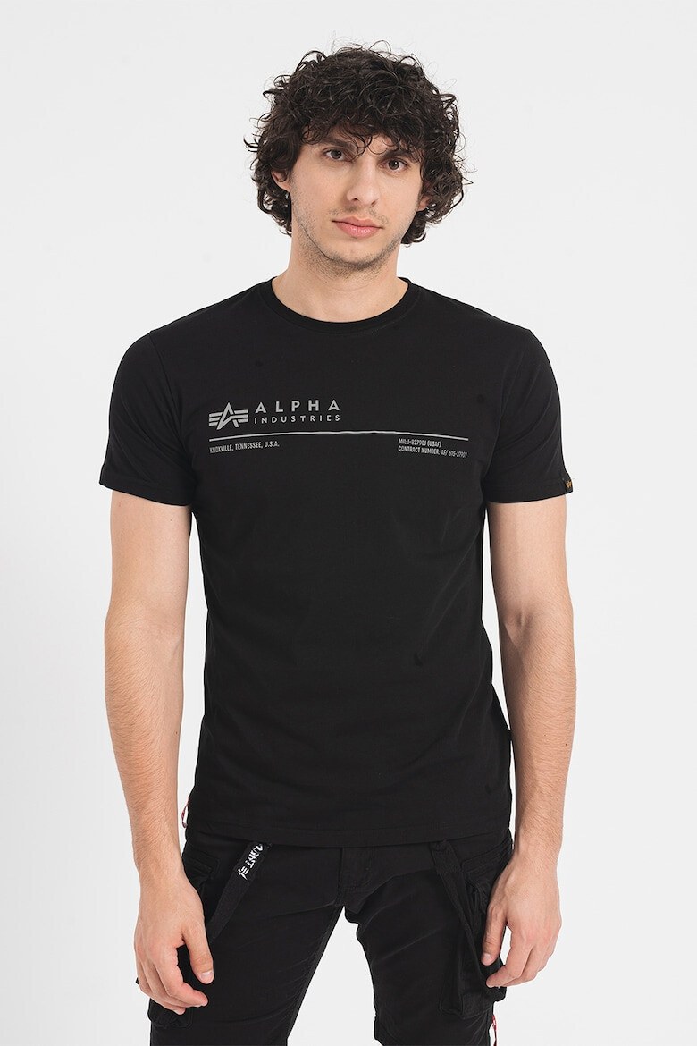 ALPHA INDUSTRIES Tricou cu decolteu la baza gatului si logo - Pled.ro