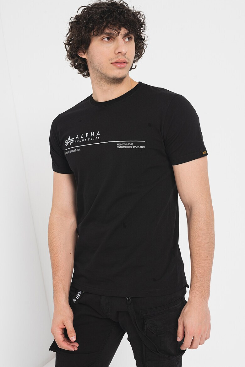 ALPHA INDUSTRIES Tricou cu decolteu la baza gatului si logo - Pled.ro