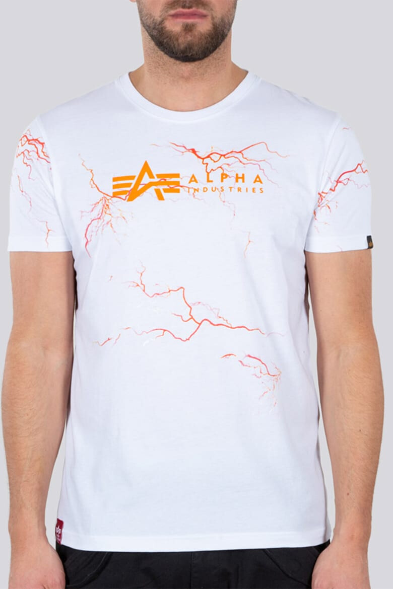 ALPHA INDUSTRIES Tricou de bumbac cu decolteu la baza gatului si imprimeu - Pled.ro