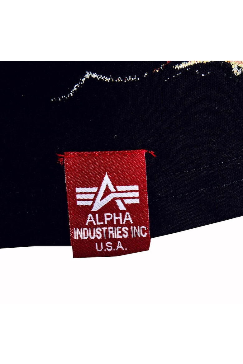 ALPHA INDUSTRIES Tricou de bumbac cu decolteu la baza gatului si imprimeu - Pled.ro