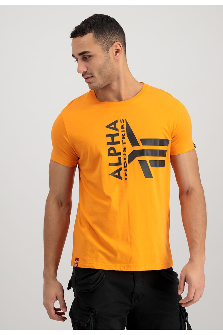 ALPHA INDUSTRIES Tricou de bumbac cu decolteu la baza gatului si logo - Pled.ro