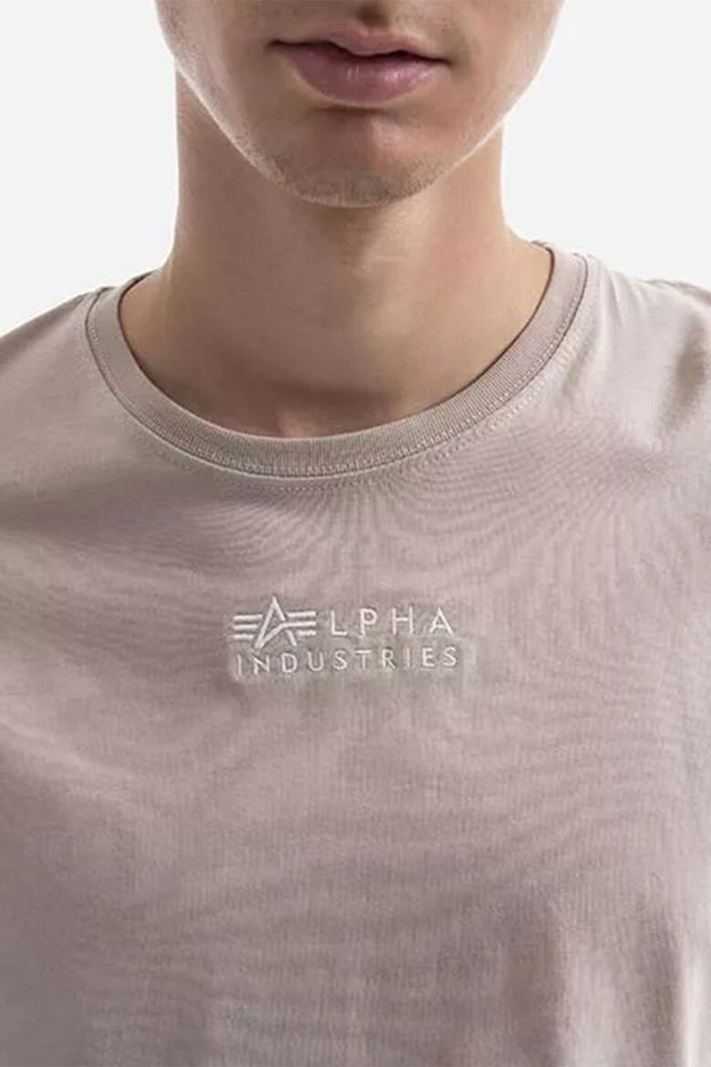 ALPHA INDUSTRIES Tricou de bumbac cu decolteu la baza gatului si logo brodat - Pled.ro